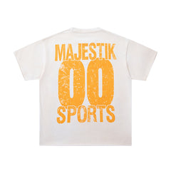 MAJESTIK Off‑White Vintage Sports Bear Double‑Sided Graphic T‑Shirt