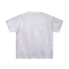 MAJESTIK Off‑White Washed Vintage Bulldog Graphic Band‑Style T‑Shirt