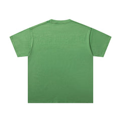 MAJESTIK Green Washed Vintage Portrait Band‑Style Graphic T‑Shirt