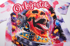 MAJESTIK Tie‑Dye Skull Rock Band Vintage Graphic T‑Shirt