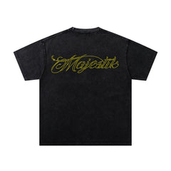 MAJESTIK Hero Motorcycle Rider Vintage Graphic T‑Shirt