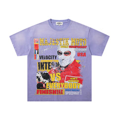 MAJESTIK Lavender Washed Racing Theme Majestik Vintage Graphic T‑Shirt