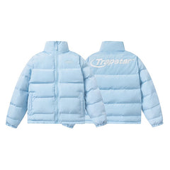 Light Blue Trapstar Puffer Jacket Zip Up Stand Collar Bubble Coat Streetwear