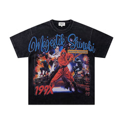 MAJESTIK Black 199X Vintage Basketball Player Graphic T‑Shirt