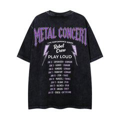 MAJESTIK Vintage Black Metal Concert Car Double‑Sided Graphic T‑Shirt