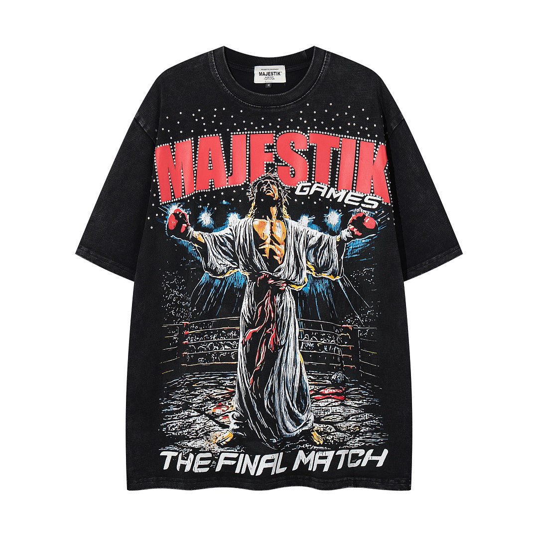 MAJESTIK Vintage Black Majestik Games Graphic Short‑Sleeve T‑Shirt