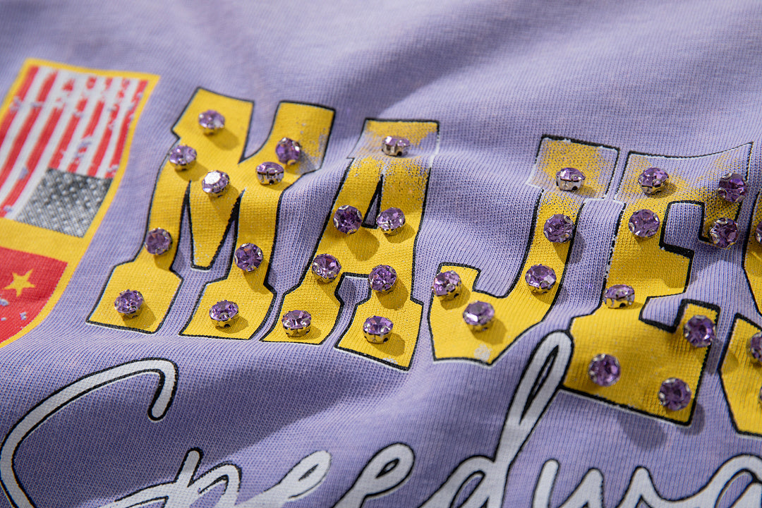 MAJESTIK Lavender Washed Racing Theme Majestik Vintage Graphic T‑Shirt