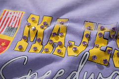 MAJESTIK Lavender Washed Racing Theme Majestik Vintage Graphic T‑Shirt