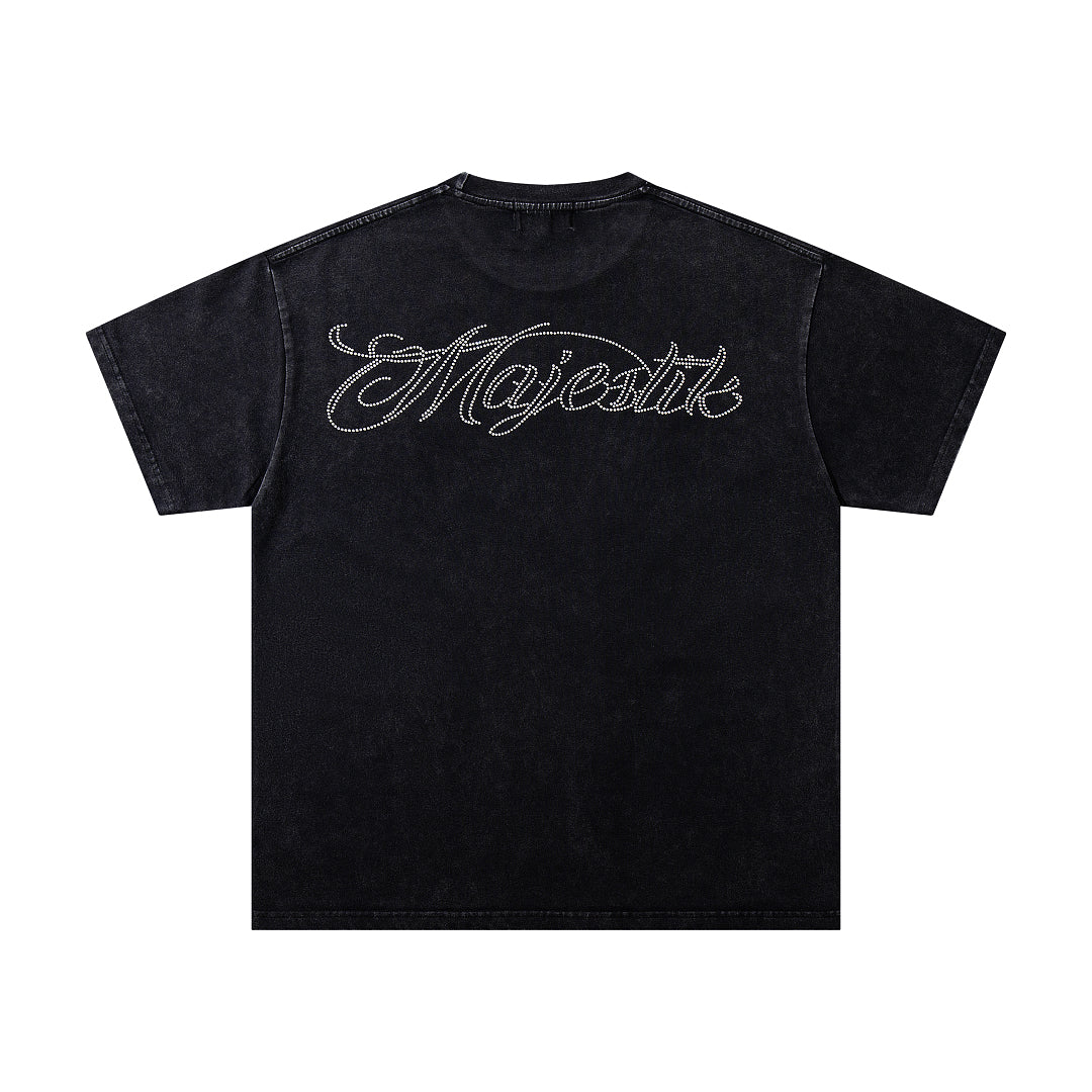 MAJESTIK Black 199X Vintage Basketball Player Graphic T‑Shirt