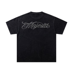 MAJESTIK Black 199X Vintage Basketball Player Graphic T‑Shirt