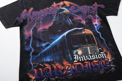 MAJESTIK Dark Castle Dragon Rock Vintage Graphic T‑Shirt