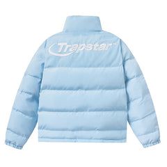 Light Blue Trapstar Puffer Jacket Zip Up Stand Collar Bubble Coat Streetwear