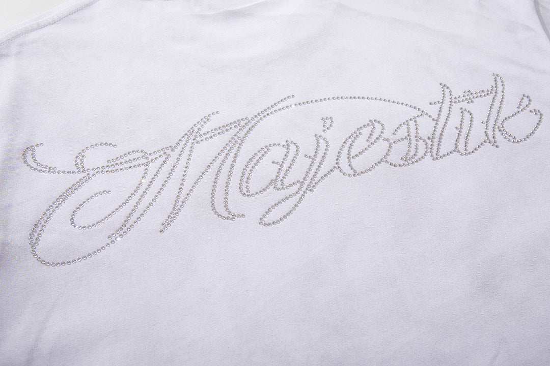 MAJESTIK Off‑White Washed Vintage Eagle Tour Graphic Band‑Style T‑Shirt