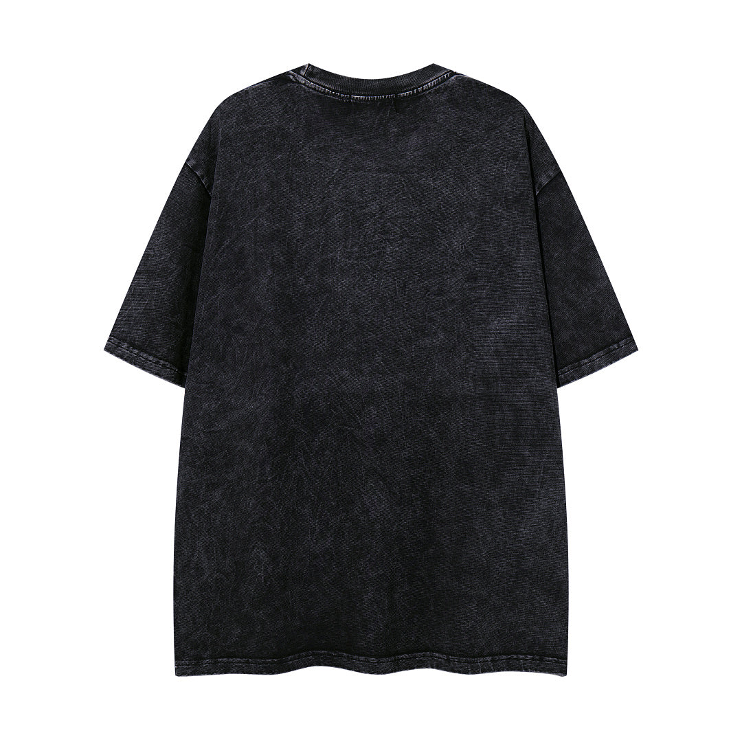 MAJESTIK Vintage Black Wolf Beast Graphic Short‑Sleeve T‑Shirt