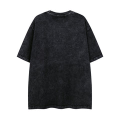 MAJESTIK Vintage Black Wolf Beast Graphic Short‑Sleeve T‑Shirt
