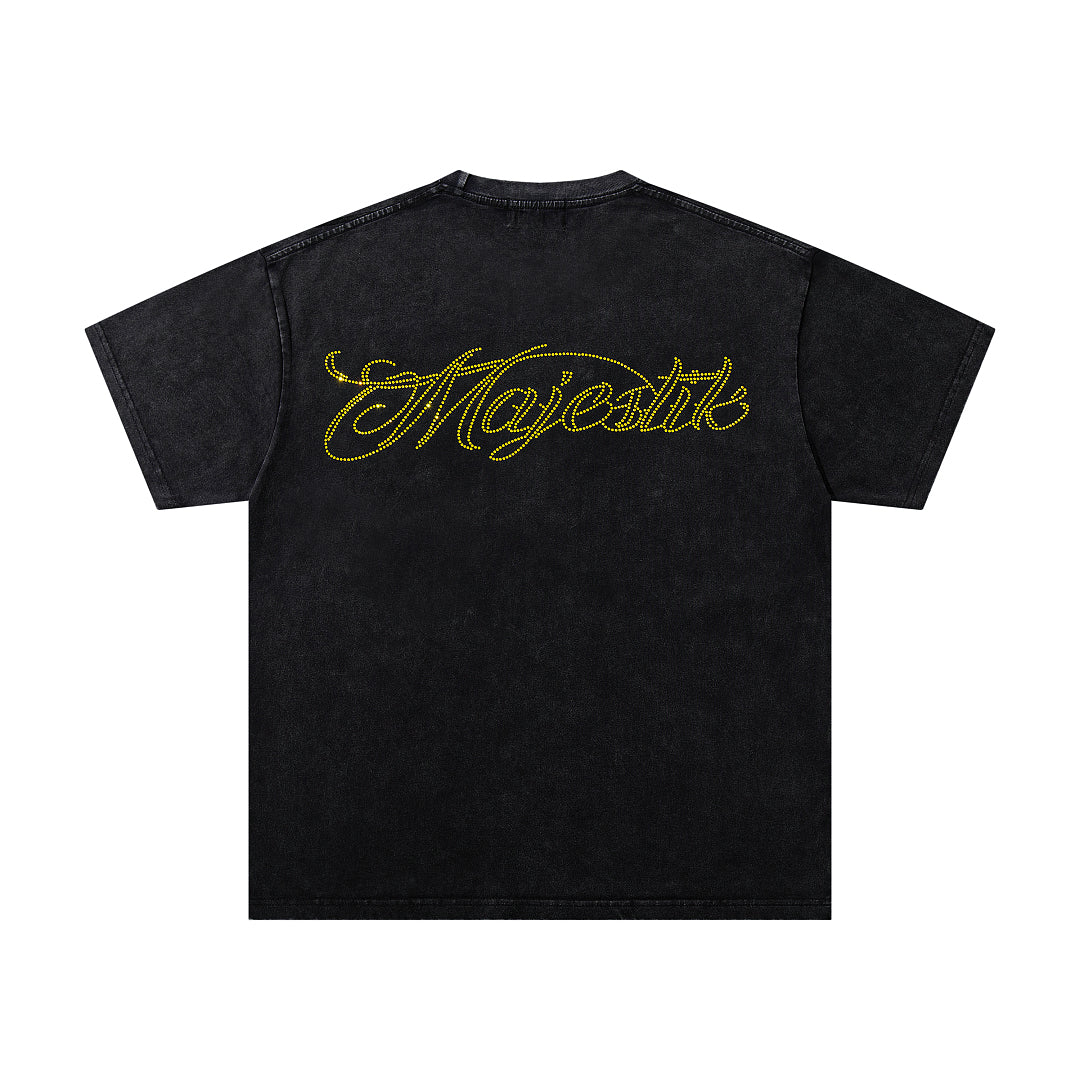 MAJESTIK Hero Motorcycle Rider Vintage Graphic T‑Shirt
