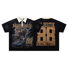 MAJESTIK 88 Racing Team Vintage Graphic Polo Shirt