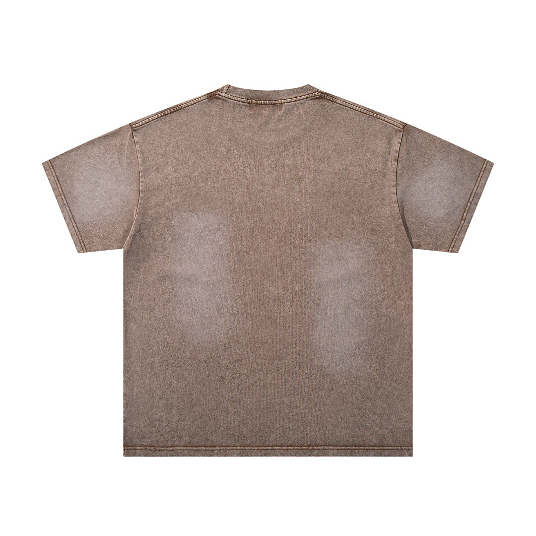 MAJESTIK Brown Washed Western Cowboy Horse Rider Vintage Graphic T‑Shirt