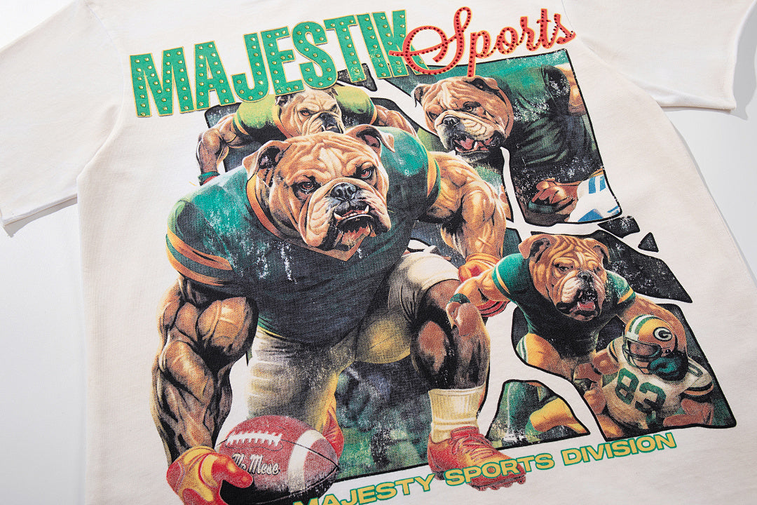 MAJESTIK Off‑White Vintage Sports Bear Double‑Sided Graphic T‑Shirt