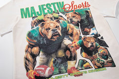MAJESTIK Off‑White Vintage Sports Bear Double‑Sided Graphic T‑Shirt