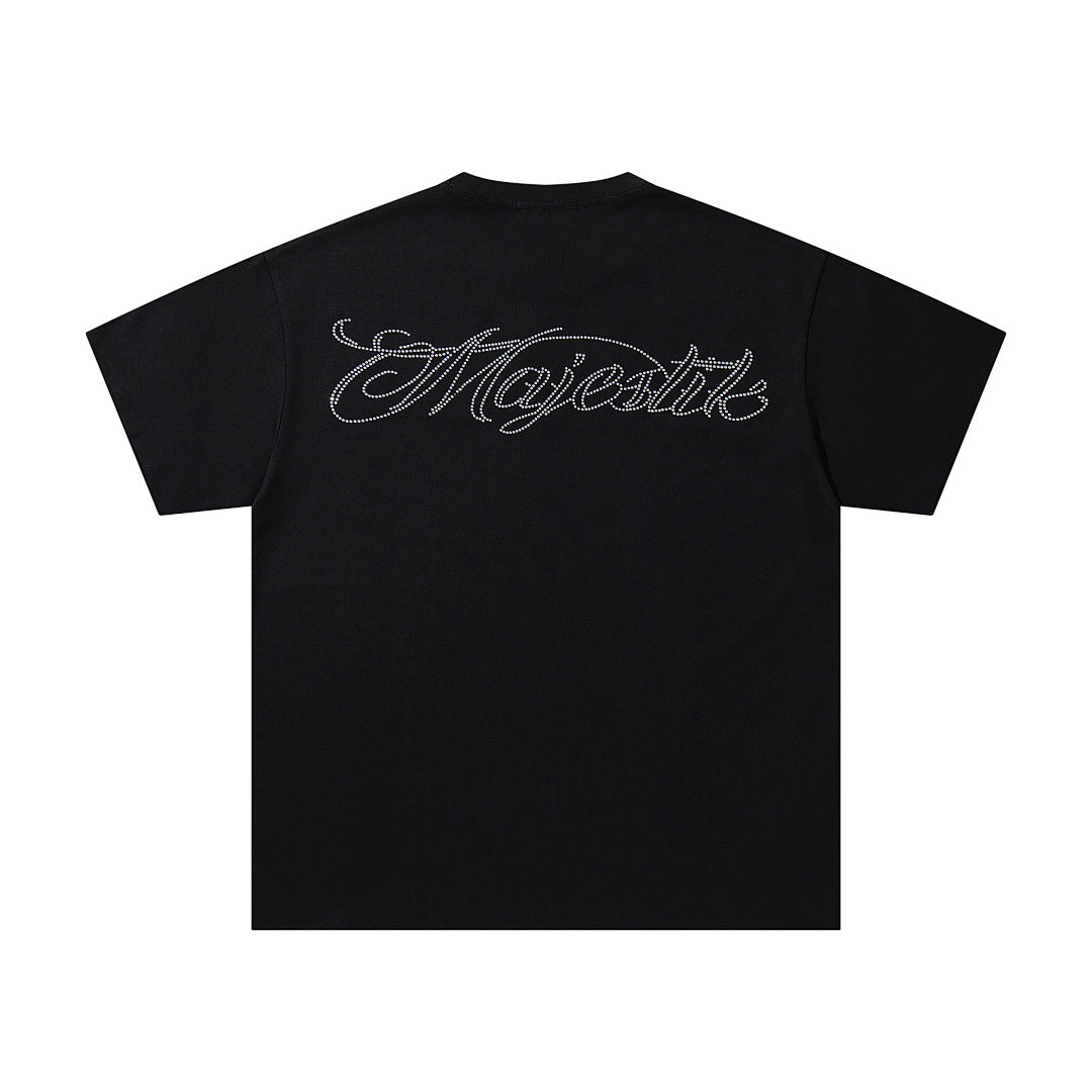 MAJESTIK Black Vintage Demon Fantasy Band‑Style Graphic T‑Shirt