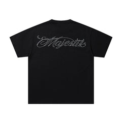 MAJESTIK Black Vintage Demon Fantasy Band‑Style Graphic T‑Shirt