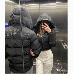 Trapstar Embroidered Letter LOGO Winter Thick Hooded Cotton Jacket Men's and Women's Same Style Pulley cardigan Cotton Jacket