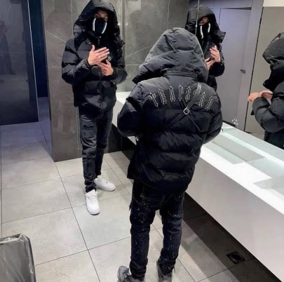 Trapstar Embroidered Letter LOGO Winter Thick Hooded Cotton Jacket Men's and Women's Same Style Pulley cardigan Cotton Jacket