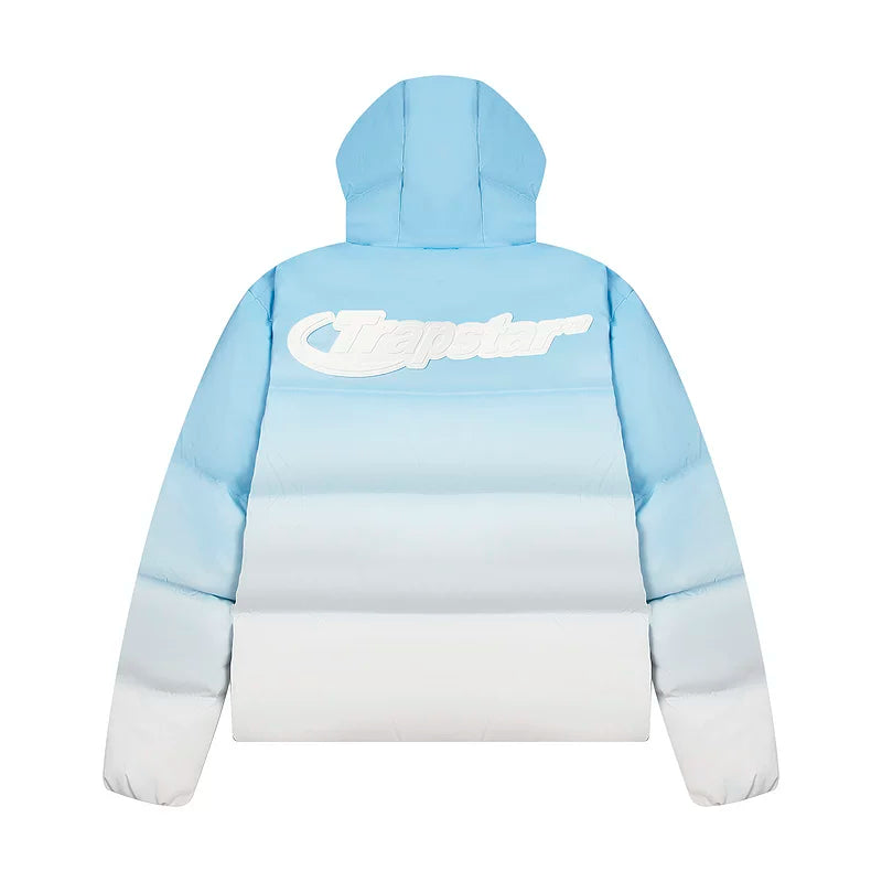 Trapstar fashion star's winter men's and women's fashionable casual gradient warm and thick hooded down cotton jacket