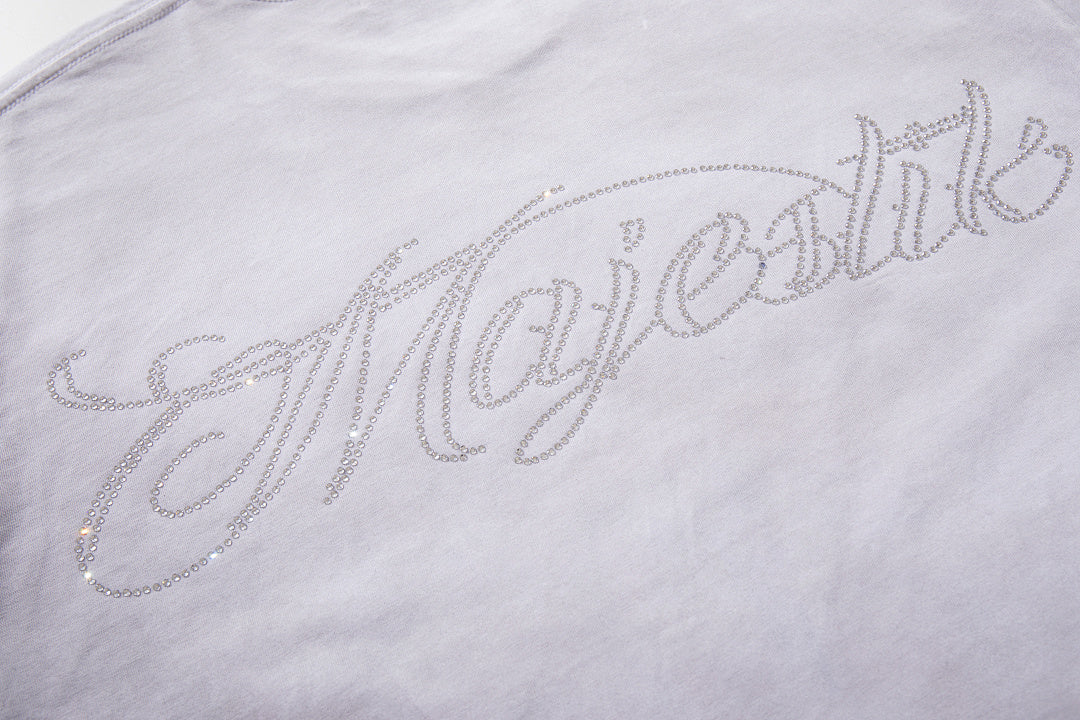 MAJESTIK Off‑White Washed Vintage Angel Mythology Double‑Sided Graphic Band‑Style T‑Shirt