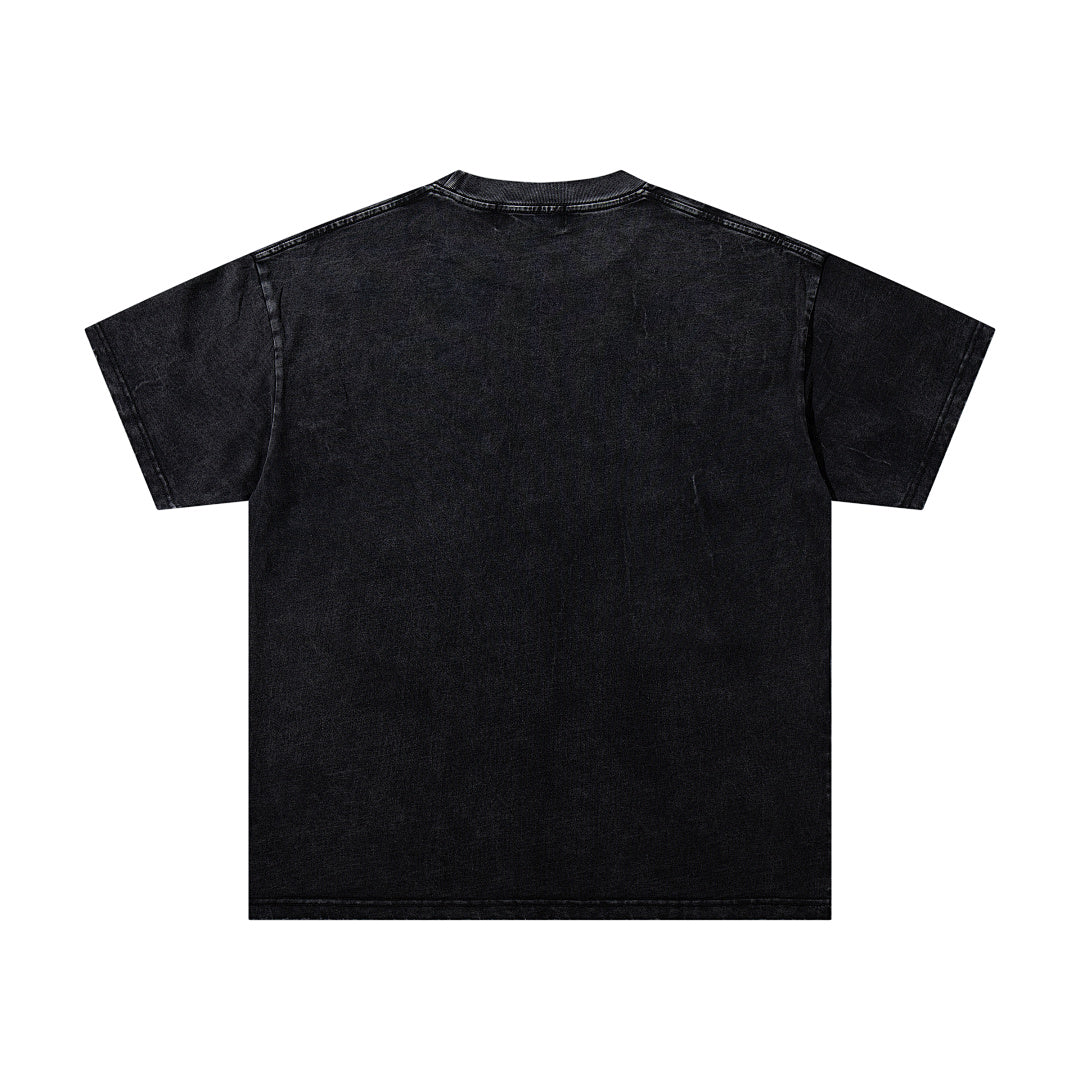 MAJESTIK Black Washed Vintage Boxing Gloves Graphic Band‑Style T‑Shirt