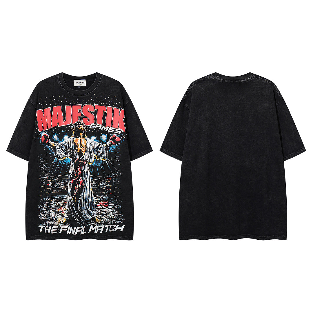 MAJESTIK Vintage Black Majestik Games Graphic Short‑Sleeve T‑Shirt