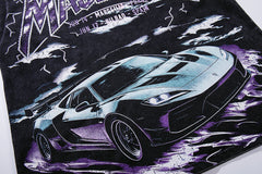 MAJESTIK Vintage Black Metal Concert Car Double‑Sided Graphic T‑Shirt