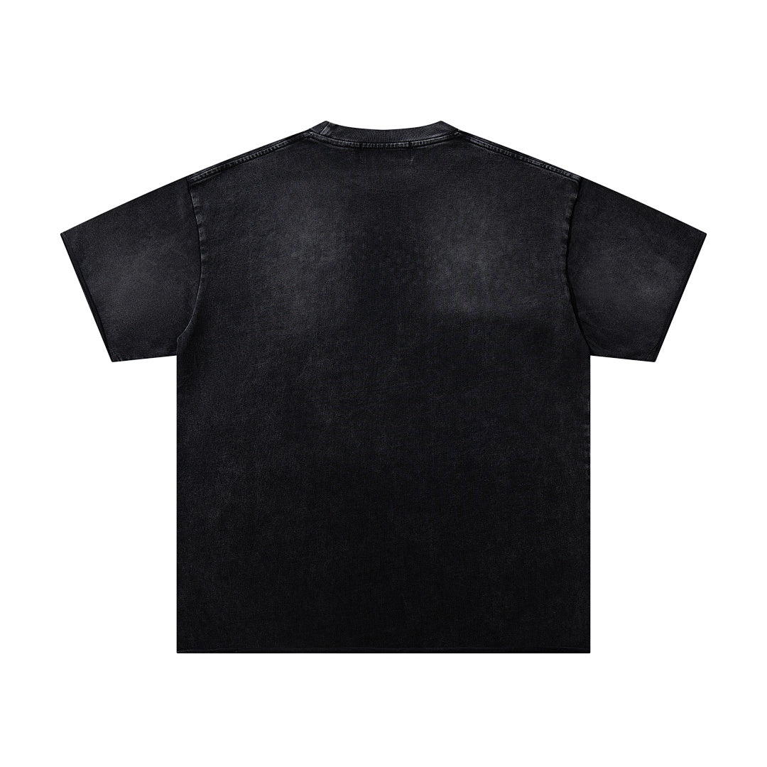 MAJESTIK Black Vintage Night Castle Band‑Style Graphic T‑Shirt