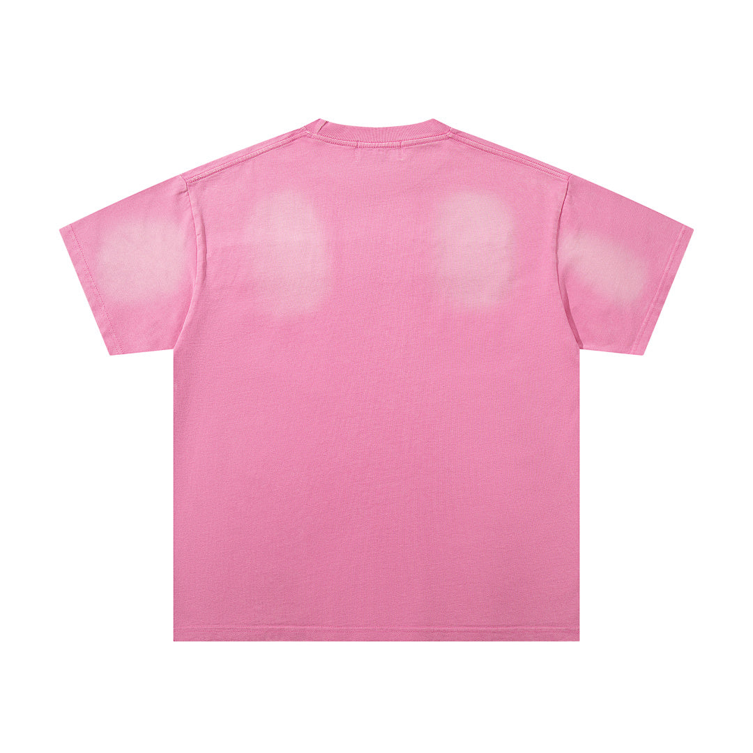 MAJESTIK Bright Pink Washed Retro Poster Character Vintage Graphic T‑Shirt