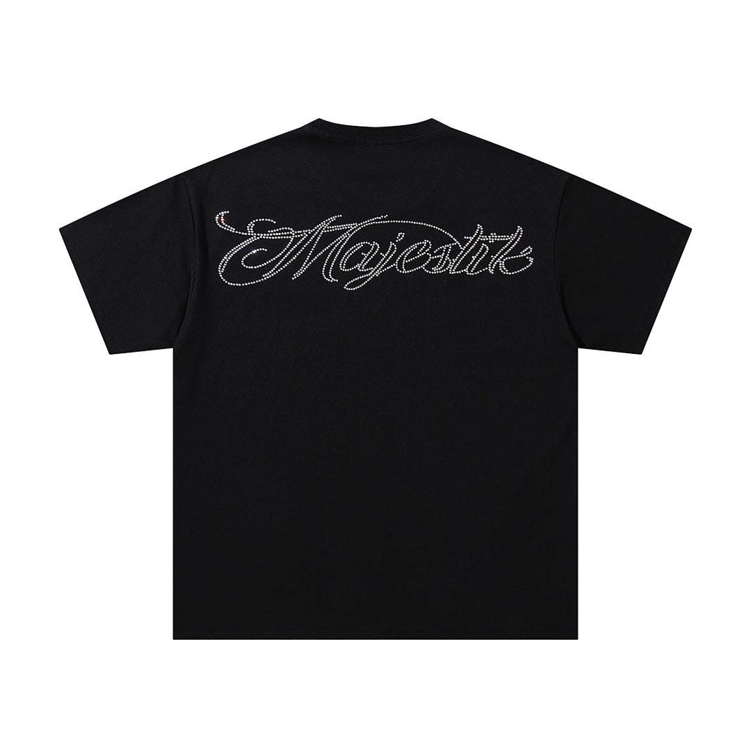 MAJESTIK Black Vintage Lightning Gorilla Band‑Style Graphic T‑Shirt