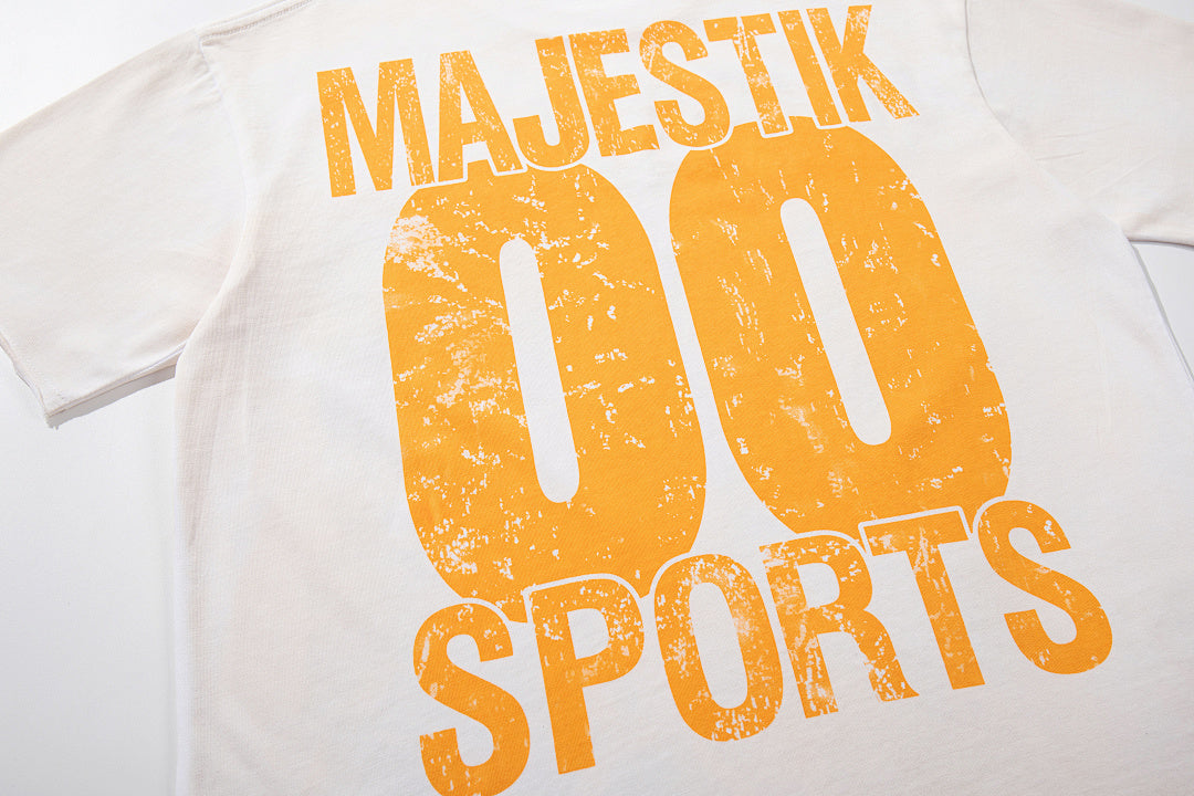 MAJESTIK Off‑White Vintage Sports Bear Double‑Sided Graphic T‑Shirt