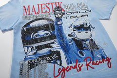 MAJESTIK Light Blue Washed Majestik Tour Concert Vintage Graphic T‑Shirt