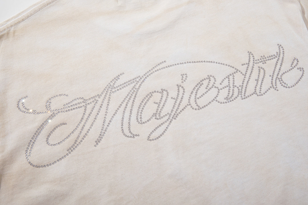 MAJESTIK Off‑White Washed Vintage Skeleton City Tour Graphic Band‑Style T‑Shirt