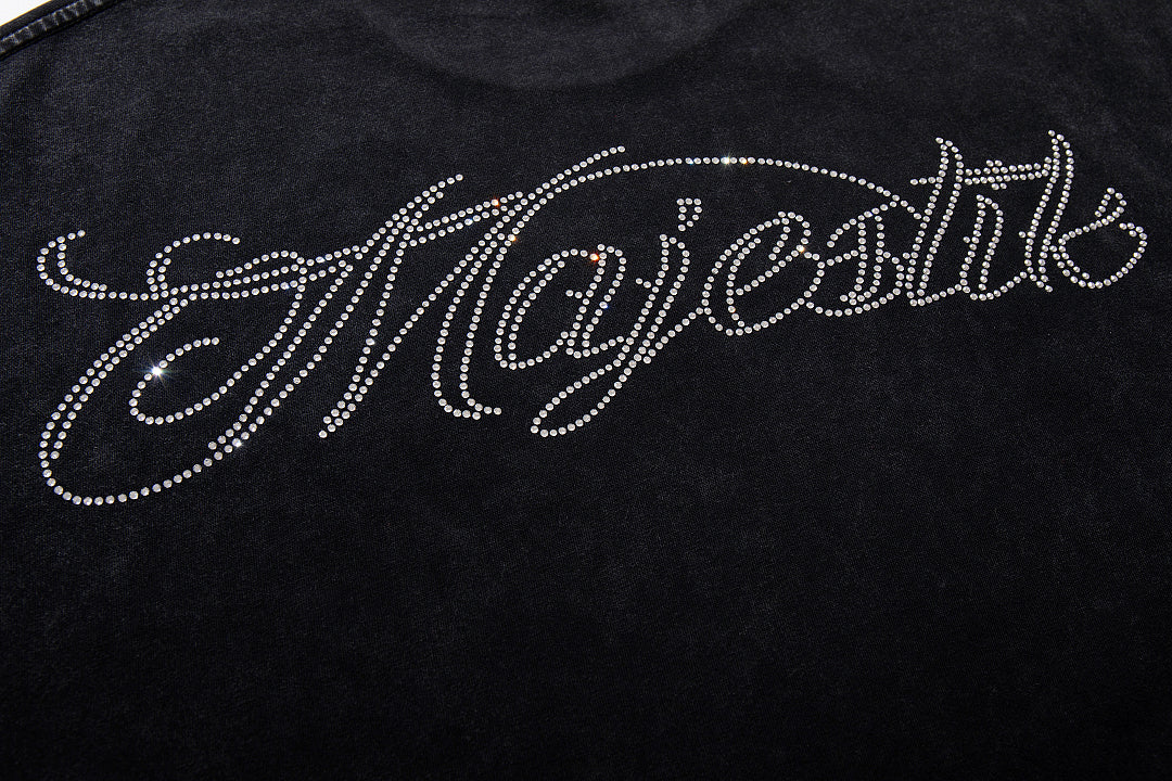 MAJESTIK Black 199X Vintage Basketball Player Graphic T‑Shirt