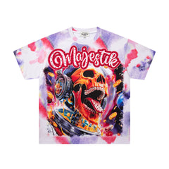 MAJESTIK Tie‑Dye Skull Rock Band Vintage Graphic T‑Shirt