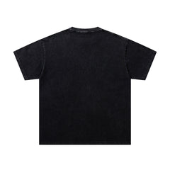 MAJESTIK Black Washed Vintage Bulldog Graphic Band‑Style T‑Shirt